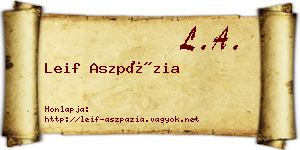 Leif Aszpázia névjegykártya